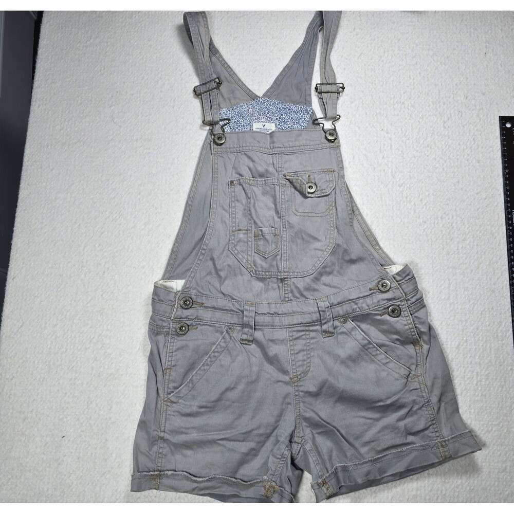 American Eagle Outfitters Romper Womens Sz 2 Grey Shorts Overall Shortalls
